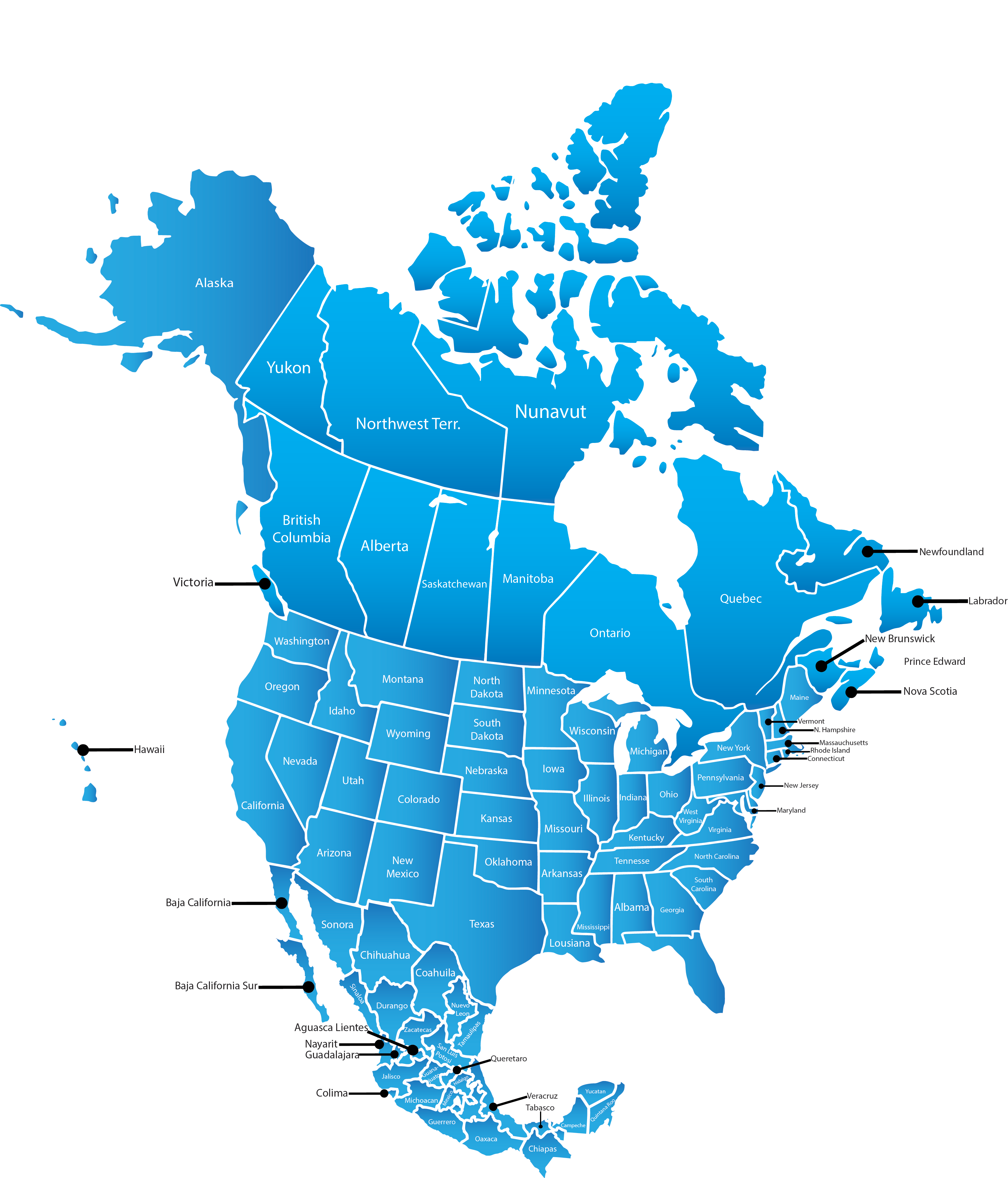 Map Of North America Maps Of The Usa Canada And Mexico