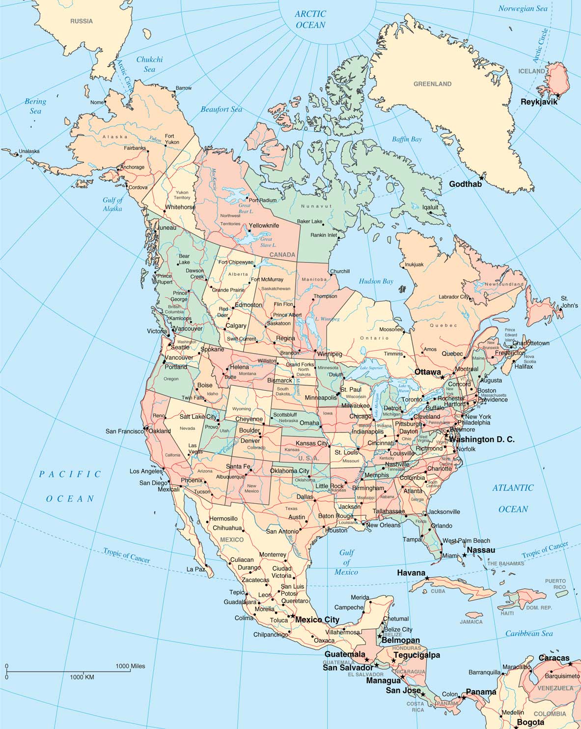 Map Of North America Maps Of The Usa Canada And Mexico