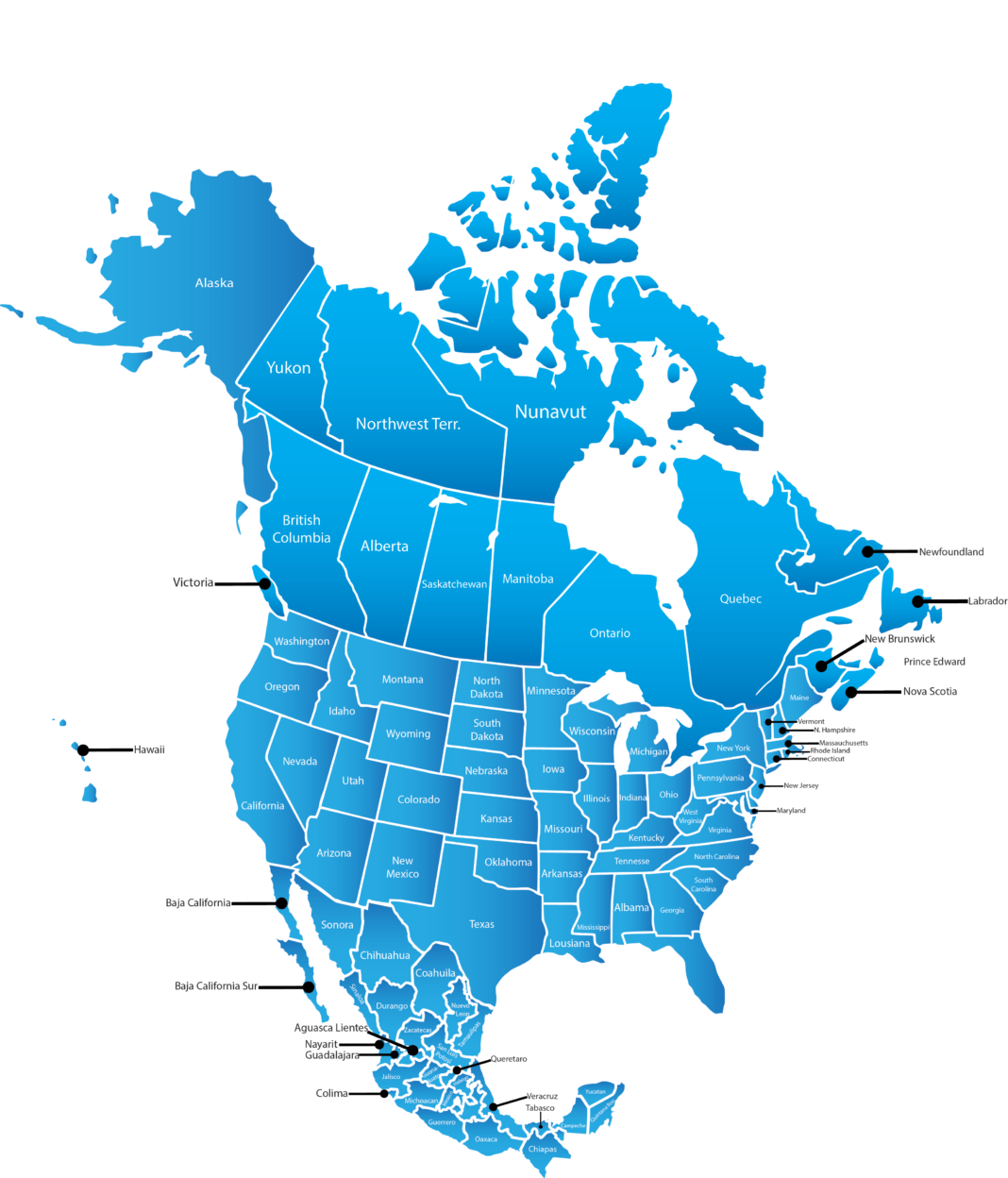 North America Map Map of North America