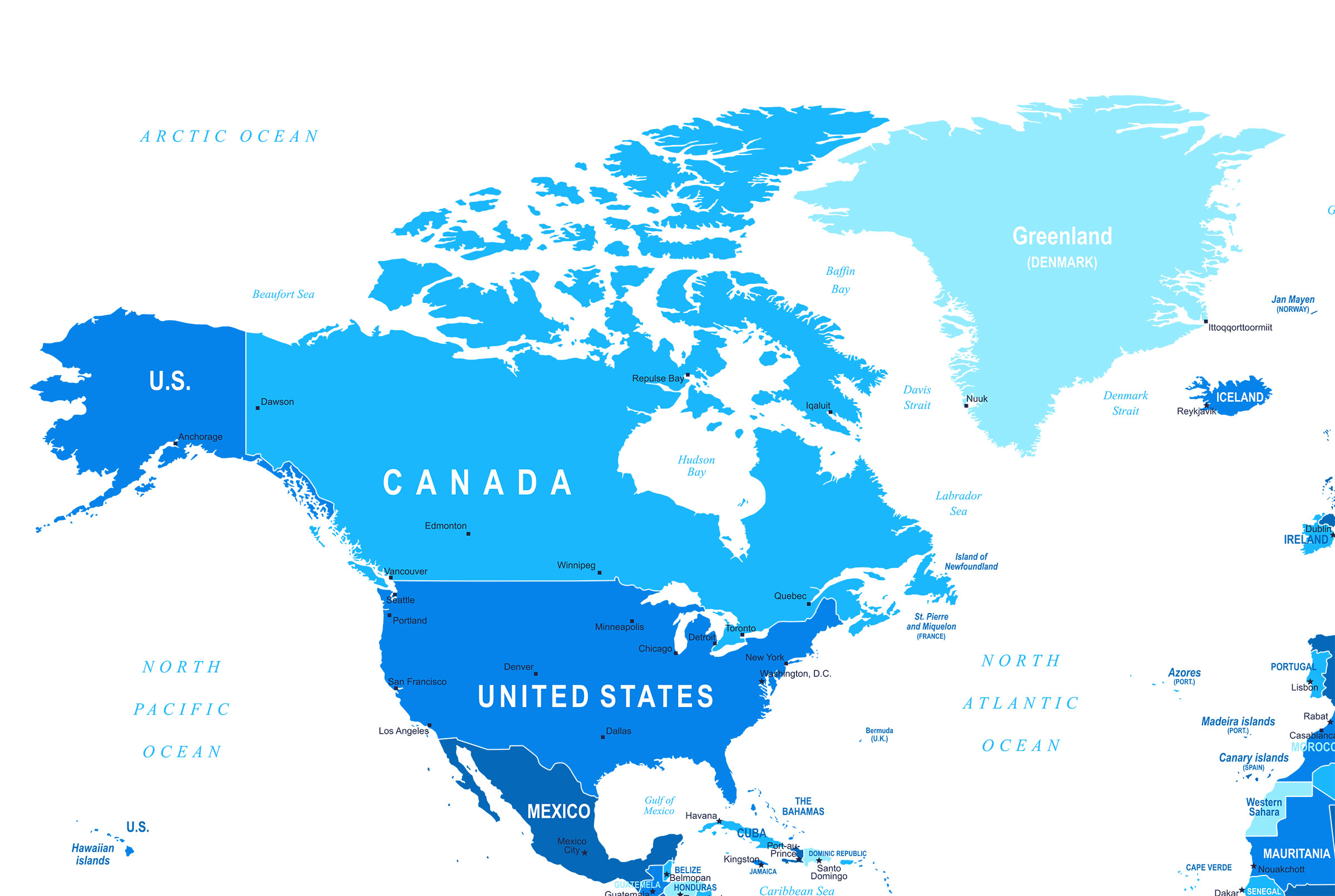 North map. North America Map. Карта США С Океанами. USA World Map. Океаны омывающие США на английском.